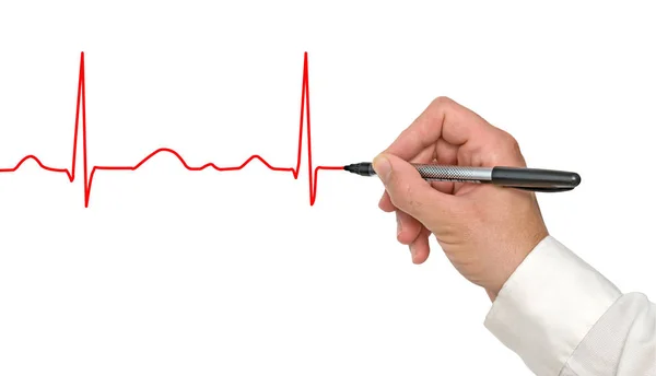 Man Drawing Healthy Ecg — Stock Photo, Image