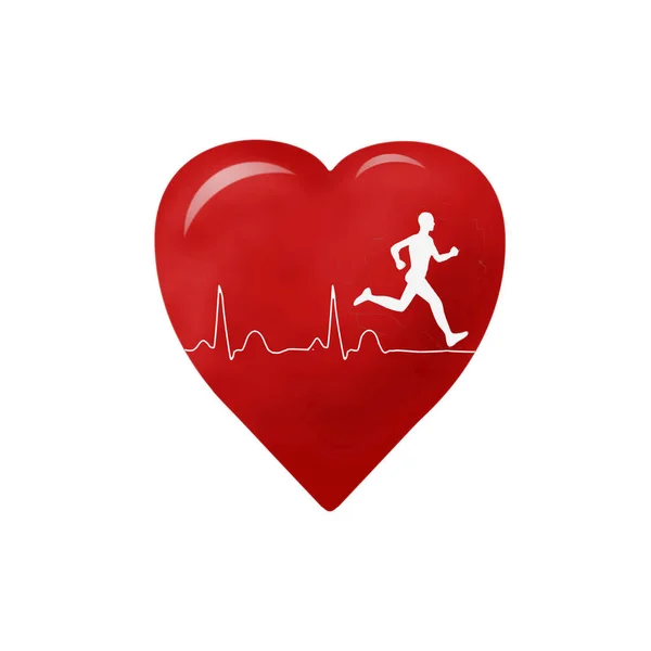 Man Running Ecg Heart Image — Stock Photo, Image