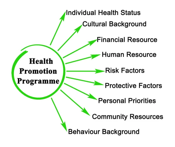 Komponenten Des Programms Zur Gesundheitsförderung — Stockfoto