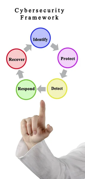 Cinco Componentes Del Marco Ciberseguridad —  Fotos de Stock