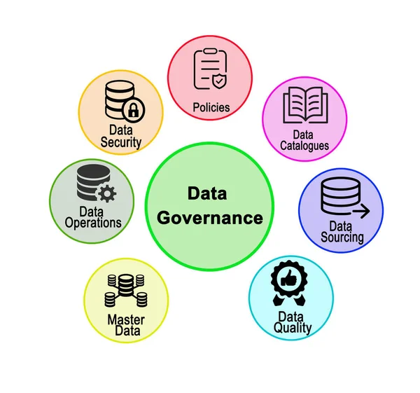 Sette Componenti Della Governance Dei Dati — Foto Stock