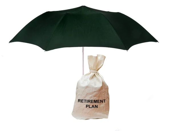 Bag Retirement Plan Umbrella — Stock Photo, Image