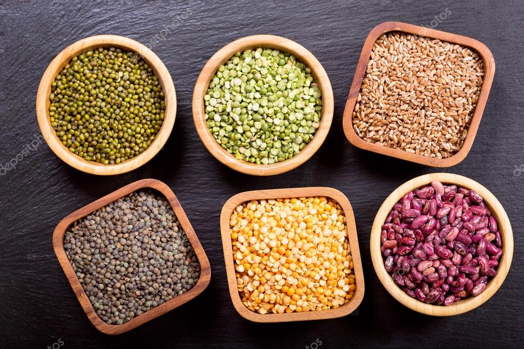 Various cereals, seeds, beans and grains — Stock Photo © Nitrub 126484380