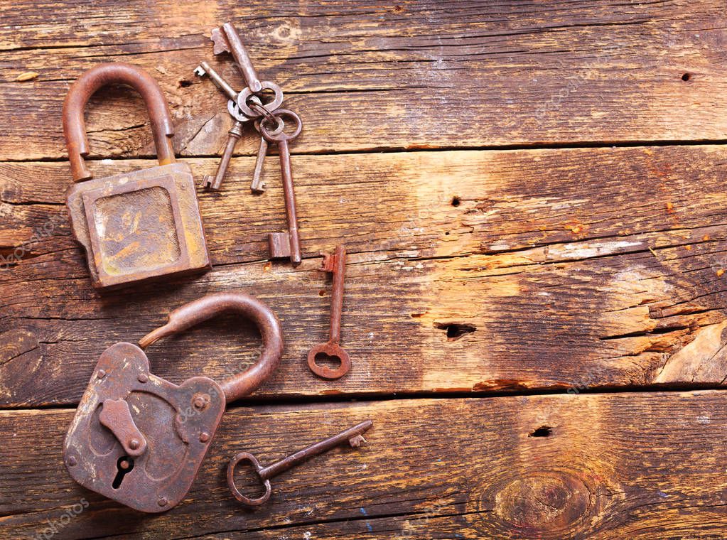 Old rusty locks and keys — Stock Photo © Nitrub 128928308