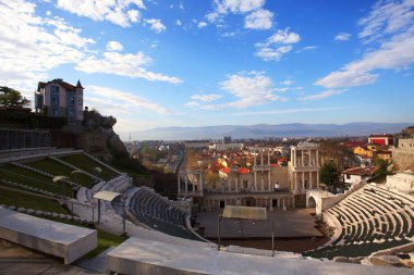 Plovdiv, Bulgaristan - 08 Mayıs 2017: Roma Tiyatrosu, Philippopolis Bulgar şehir Plovdiv. Şehir 2019 Avrupa Kültür Başkenti olacak.