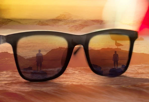 Doppelbelichtungsbrille Und Naturszenen Abstrakter Hintergrund — Stockfoto