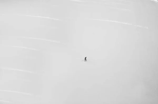 高山上的滑雪者 黑白的 — 图库照片