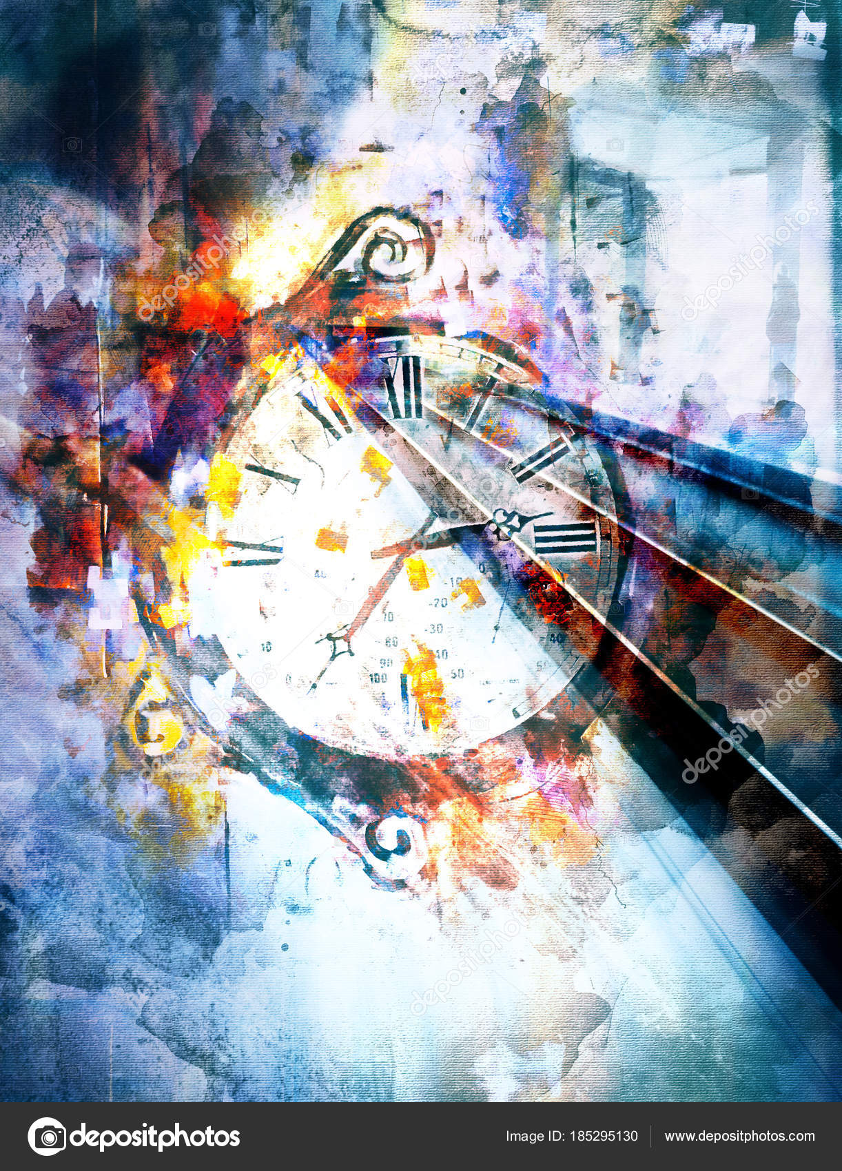 Time Art Acrylic Painting Paper Mixed Media Abstract Background Stock Photo  by ©sliper84 185295130