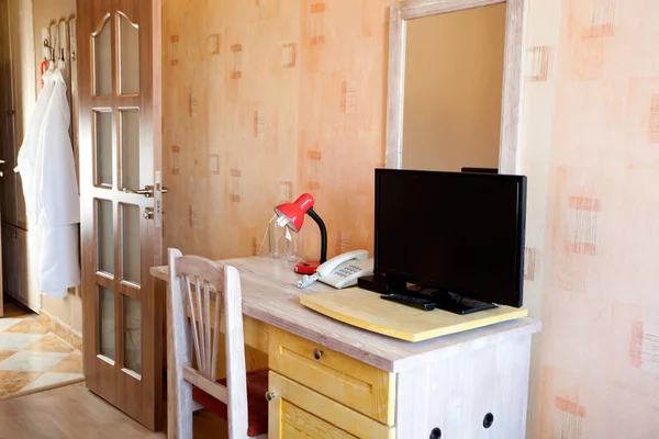 Wooden Hotel Room Desk — Stock Photo, Image