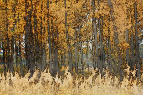 abstract autumn forest digital painting
