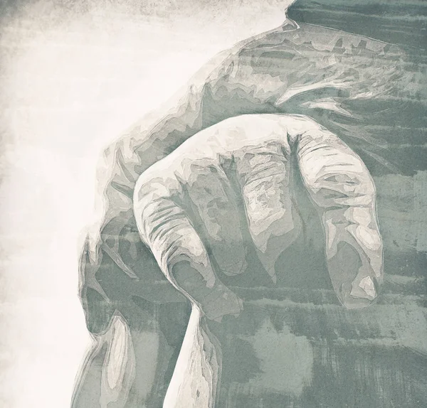 Abstract grunge human hand digital drawing — Stock Photo, Image