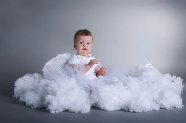 Little girl like angel in the sky — Stock Photo, Image