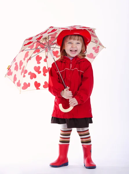 Beautiful little girl with umbrella — Stock Photo, Image