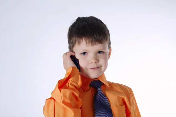 Young businessman boy on white — Stockfoto