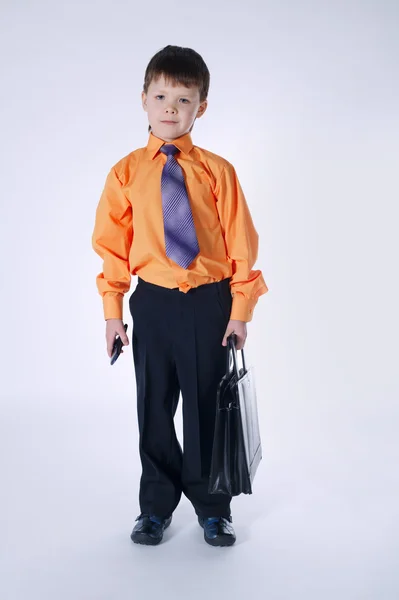 Young businessman boy on white — ストック写真