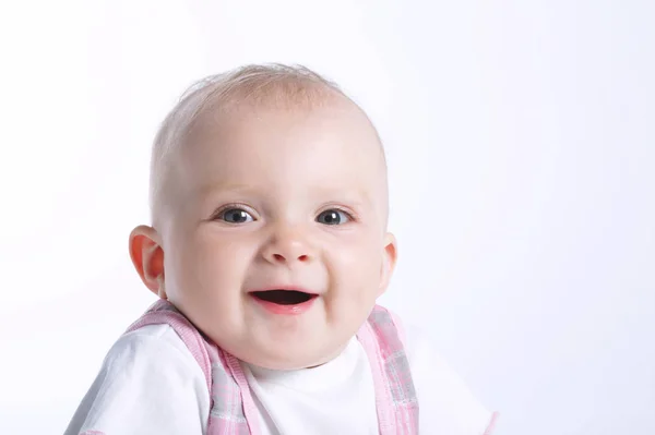 Roztomilé sladké dítě na bílém — Stock fotografie