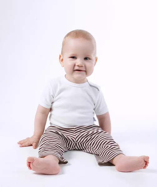 Carino bambino su sfondo bianco — Foto Stock