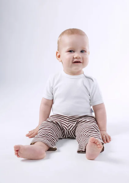Cute little boy on white background — Stock Photo, Image