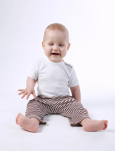 Bonito menino no fundo branco — Fotografia de Stock