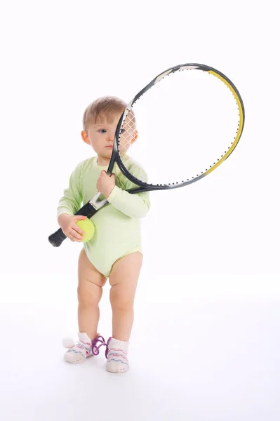 Roliga tennisspelare på vit bakgrund — Stockfoto