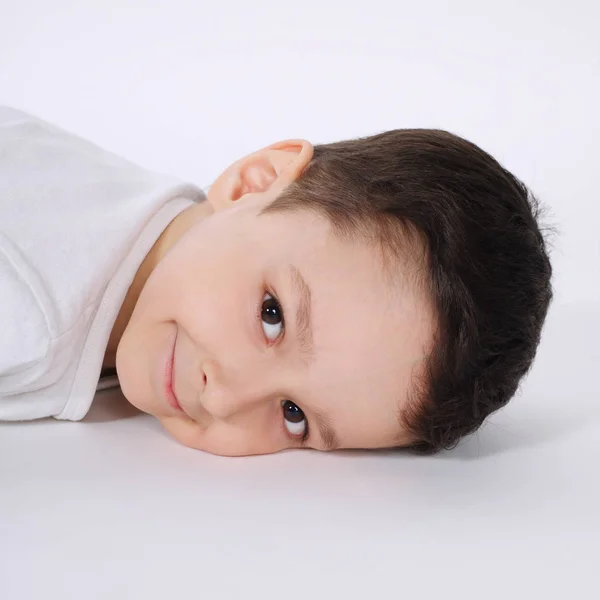 Cute little boy on white — Stock Photo, Image