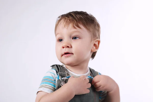 Little boy on white background — Stock Photo, Image