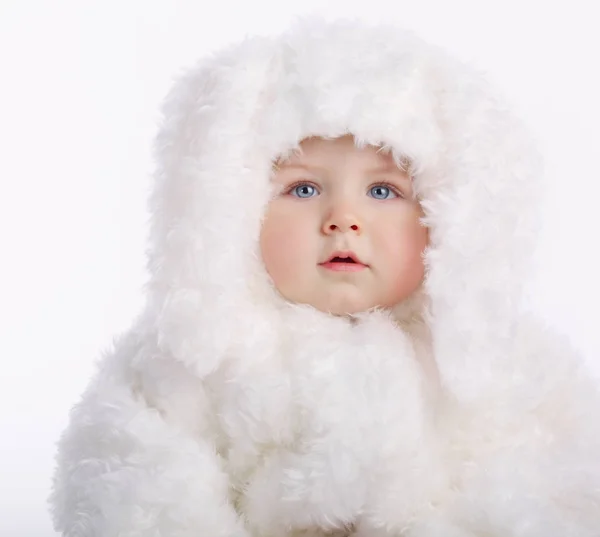 Bebê bonito com traje de coelho — Fotografia de Stock