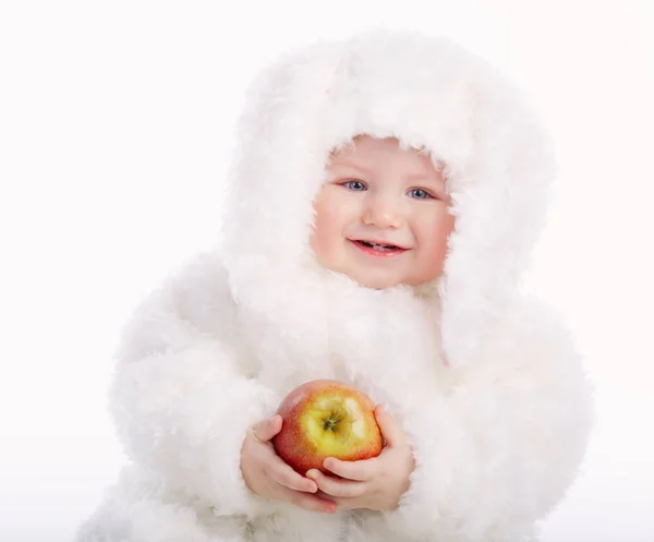 Schattige baby met konijn kostuum — Stockfoto