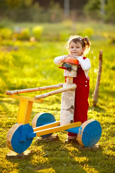 Menina bonito pouco no país — Fotografia de Stock