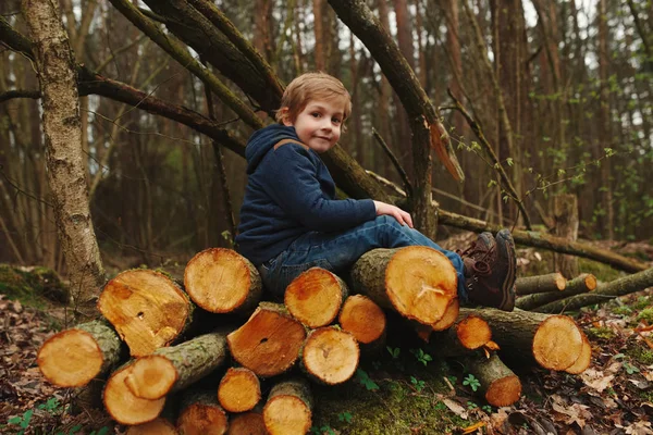 Az őszi erdő kis édes Favágó — Stock Fotó