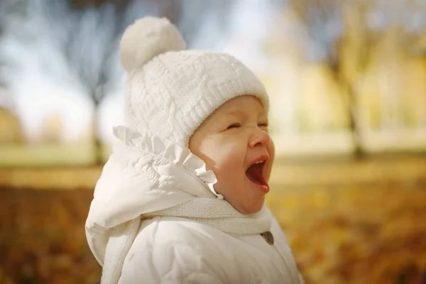 Щаслива маленька дівчинка в осінньому парку — стокове фото
