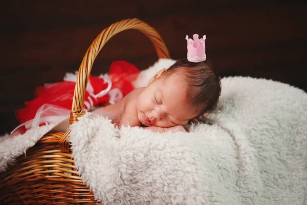 Lindo bebé recién nacido en la cesta —  Fotos de Stock