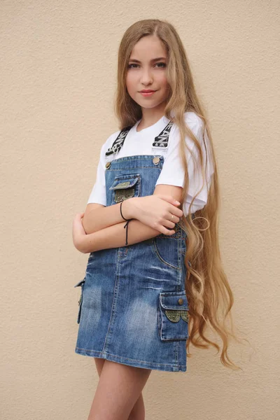 Bela jovem com cabelo comprido — Fotografia de Stock