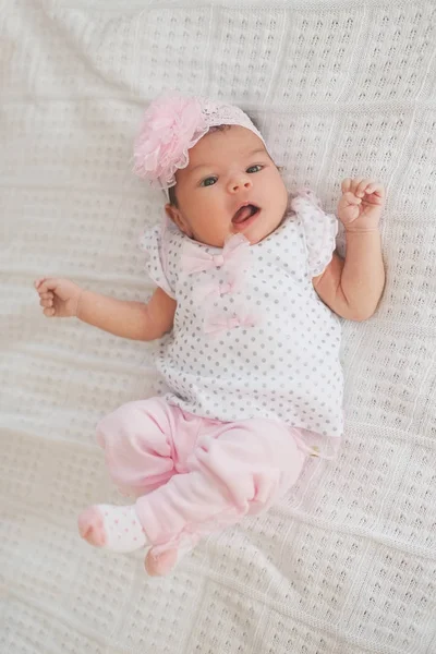 Cute newborn girl at home — Stock Photo, Image