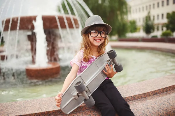 Little hipster girl with big glasses — Stock Photo, Image