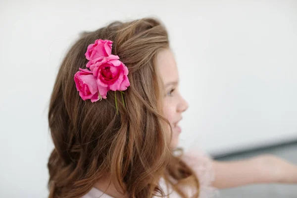 Young beautiful girl with nice brown long hair 스톡 사진