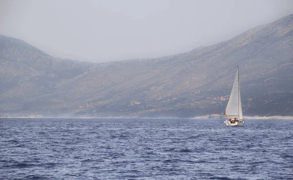 Day sailing with open sails — 스톡 사진