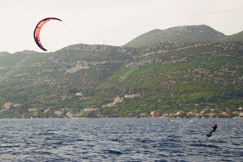 Kite surfing near Korcula