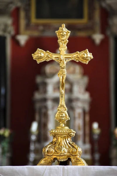 Crucifixión Jesucristo Hecha Oro Perast Iglesia San Nicolás Perast Montenegro —  Fotos de Stock