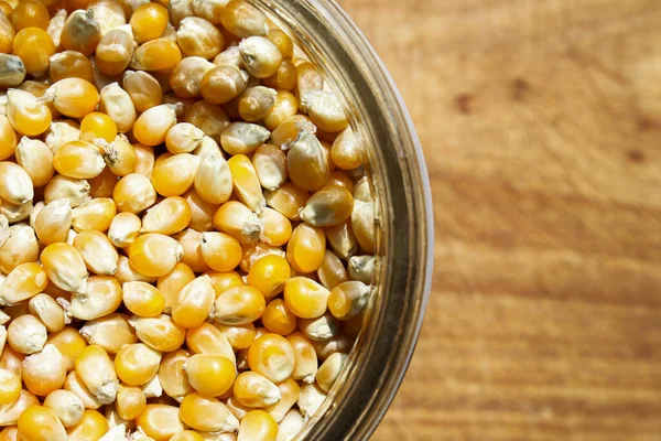 Grote Hoeveelheid Popcorn Glazen Pot Klaar Worden Gebakken Voor Het — Stockfoto