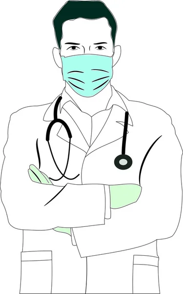 Modig Läkare Eller Medicinsk Arbetare Hjälte Mot Covid19 Virus — Stock vektor