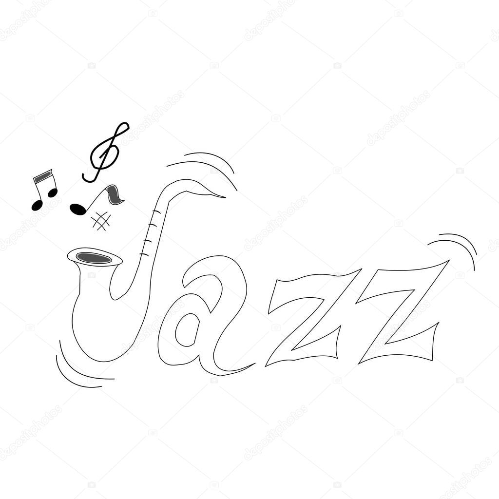 Hand-drawn letters for word jazz for international day of jazz music