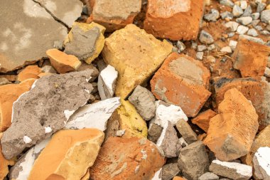 Arka plan enkaz, tuğla beton sıva ezilmiş taş.