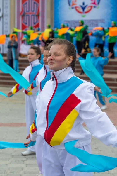 Петропавловск Казахстан Мая 2019 Года Песни Танцы Национальных Костюмах Народов — стоковое фото