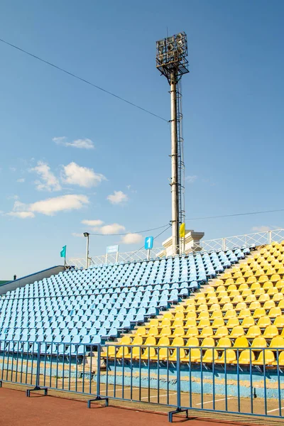 Stadion Plastiksitze Stadioninfrastruktur — Stockfoto