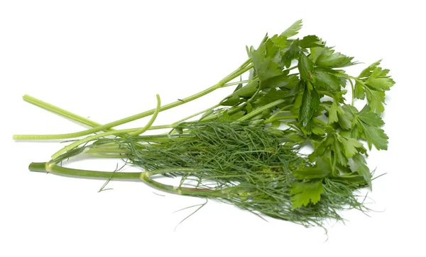 Kryddiga Gröna Växter Isolerade Vit Bakgrund Dålig Persilja — Stockfoto