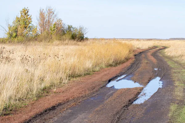 泥のぼやけた道路 秋のフィールド — ストック写真