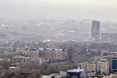 Almatı, Kazakistan-Mart 29, 2019: Almatı şehir, Kazakistan modern mimarlık. Yukarıdan görüntüle.