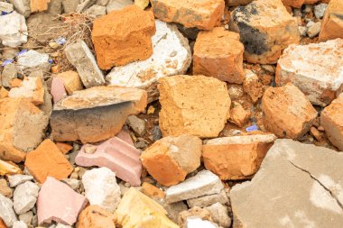 Arka plan enkaz, tuğla beton sıva ezilmiş taş.