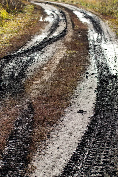 Mud Blurred Road Autumn Field — Stock Photo, Image